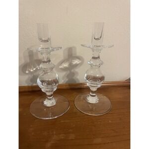 Crate And‎ Barrel Anya Glass Candle Holders  - Set Of 2, Handcrafted In Turkey
